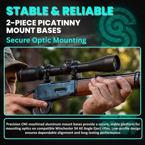 2-Piece Picatinny Scope Mount Base Compatible with Winchester 94 AE Angle Eject, CNC Machined Aluminum Rail Set, Matte Black Anodized, Low Profile Optics Mount with Screws Included in Saudi Arabia