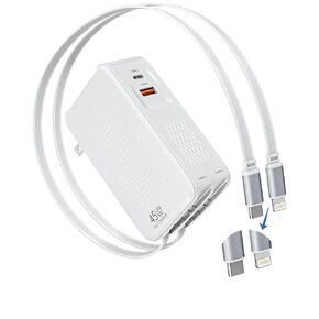 Retractable iPhone Charger Fast Charging,4 in 1 Retractable Wall Charger 45W Travel Essentials Multiport Plug Foldable Block Lightning &USB C Cables for iPhone 17Pro Max/16/15/14/13/12/11,iPad,AirPods in Saudi Arabia