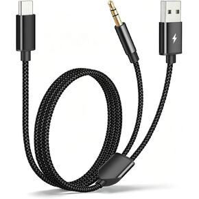 USB C to 3.5mm Aux Audio Cable, 2M/6.6FT Extra Long, 2 in 1 USB C to 3.5mm Car Stereo Aux Headset Jack Cable with PD 18W Charging Compatible iPhone 17/16/15 Plus/Pro Max, Galaxy S26/S25/S24, Pixel 10 in Saudi Arabia