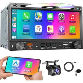 راديو سيارة مزدوج الدين مع مشغل CD/DVD، CarPlay اللاسلكي وAndroid Auto in Kuwait