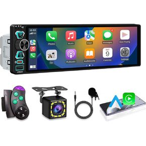 راديو سيارة ستيريو مقاس 6.9 بوصة مع نظام Apple Carplay اللاسلكي وAndroid Auto وشاشة لمس IPS مع بلوتوث 5.2 WiFi6 وكاميرا احتياطية ومرآة وصلة ملاحة USB من النوع C شحن سريع FM/AM/RDS in Kuwait