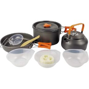 Camping Cookware Set Aluminum Nonstick Portable Outdoor Tableware Kettle Pot Cookset Cooking Pan Bowl for Hiking BBQ Picnic in Saudi Arabia