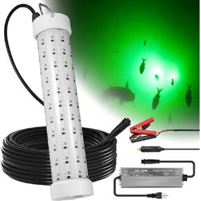 Goldlife Green Underwater Fishing Light LED 110V&12V Dual Power, 50FT | LED Submersible Dock & Boat Lights, IP69K Waterproof Saltwater Night Fish Attract Lighting for Crappie Squid, Lake & Kayak in Saudi Arabia