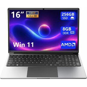 كمبيوتر محمول 16 بوصة 8 جيجابايت DDR 256 جيجابايت SSD كمبيوتر محمول محمول، قابل للتوسيع إلى 1 تيرابايت، وحدة المعالجة المركزية AMD A9-9400 Radeon R5 حتى 3.2 جيجا هرتز، بطارية 9000 مللي أمبير، لوحة مفاتيح رقمية، USB 3.0، واي فاي ثنائي النطاق، كاميرا ويب، أ in Saudi Arabia