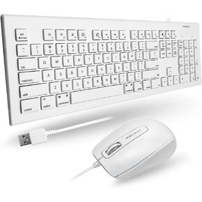 Macally 104 Key USB Wired Keyboard and Mouse Combo with Apple Shortcut Keys for Mac, iMac, MacBook, and Windows PC (MKEYECOMBO), White in Saudi Arabia