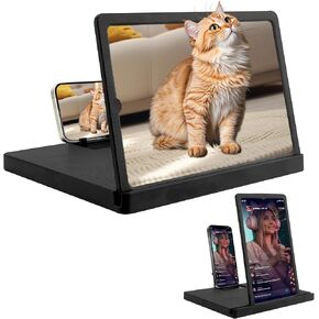 12" Phone Screen Magnifier, 3D HD Cell Phone Magnifier Screen with Vertical & Horizontal Switch, Foldable Mobile Phone Amplifier Enlarger for Movies and Gaming, Compatible with All Smartphones in Saudi Arabia