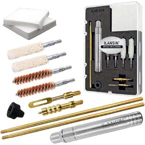 Pistol Basics - 357/ 9mm/ 375/38 Caliber Gun Cleaning Kit- Gun Maintenance & Firearm Care with Double Bore Brushes,Gun Jag,Slotted Tip,Cotton Mops,Gun Cleaning Patches,Sheath,Rotating Handle in Saudi Arabia
