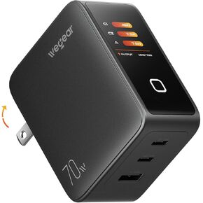 wegear 70W GaN USB C Charger Block with Smart Display & Touch Control, 3-Port PD3.0 Fast Wall Charger, Foldable Plug Power Adapter for MacBook Air/Pro, iPhone 17/16, iPad, Galaxy S25/S24 in Saudi Arabia