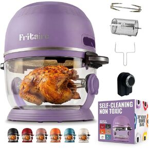 Non Toxic Air Fryer™ Pro | 9-in-1 Glass Air Fryer | Self-Cleaning | 5 Quart | Rotisserie and Tumbler | 400F Vortex For Even Cooking, BPA-Free Teflon Free, Recrisp, Roast, Bake, Lavender in Saudi Arabia
