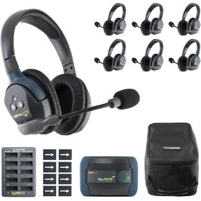 Eartec HUB8S Ultralite-HD 8 Person Full Duplex Wireless Intercom Headset Communication System, Single Ear Headsets, Up to 1000ft Range, U.S. Company in Saudi Arabia