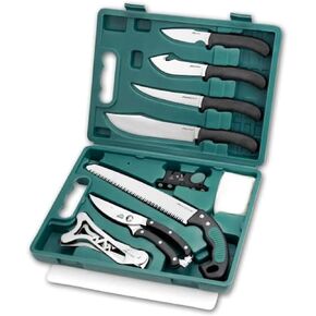 OUTDOOR EDGE Game-Pro 11-Piece Butcher Knife Set | Caping & Boning Knives, Deer Skinning Knife, Bone Saw, Game Shears, Sharpener & Rib Spreader in Hard-Side Case | Elite Elk & Deer Hunting Gear in Saudi Arabia