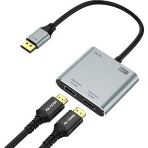 DisplayPort to Dual HDMI Adapter, 4K@60Hz HDMI Splitter Extended Display 1 in 2 Out MST Hub for Dual Monitors, Display Port to HDMI Splitter for PC, NVIDIA, AMD Graphic Card in Saudi Arabia