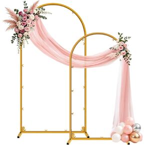 Metal Arch Backdrop Stand and Cover Set, 7.2FT Gold Wedding Backdrop Arch Frame Stand with Cover, Balloon Arch Stand with White Arch Cover for Party Birthday Baby Shower Graduation Decorations in Saudi Arabia