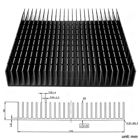 120mm Large Aluminum Heatsink 120x120x20mm / 4.72"x4.72"x0.79" Square Passive Heat Sink with Thermal Tape, Black Anodized Cooler for WiFi Router IC Power Supply Graphics Card Memory Electronic Devices in Saudi Arabia