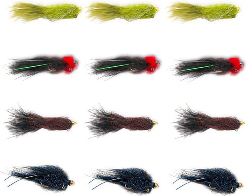 Black/Blue or Black/Red Balanced Leech Size 8-10, Bead Head Wet Fly Fishing Flies for Trout Bass Panfish, Stillwater Trout Flies, Fly Fishing Streamers in Saudi Arabia