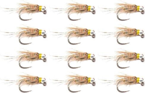 12 قطعة من CDC Soft Hackle Sow Bug Gig Nymphs لصيد الأسماك بالذبابة بمقاسات 14 و16 | تشكيلة ذباب سمك السلمون المرقط مع صندوق الطيران | الذباب الحوري الأوروبي الشائك in Saudi Arabia