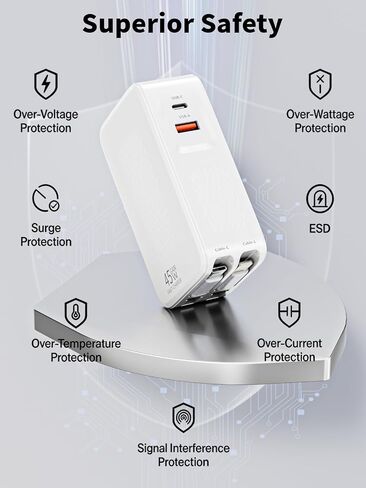 Retractable iPhone Charger Fast Charging,4 in 1 Retractable Wall Charger 45W Travel Essentials Multiport Plug Foldable Block Lightning &USB C Cables for iPhone 17Pro Max/16/15/14/13/12/11,iPad,AirPods in Saudi Arabia