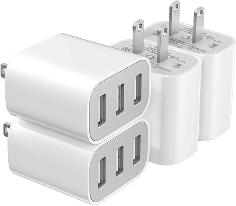 كتلة شاحن USB، قابس الحائط في كتل الشحن، محول طاقة لشواحن الحائط متعددة المنافذ للشحن السريع للهاتف المحمول 16/15/14/13/12/11/10 Pro والمزيد 【4 عبوات 】 (أسود) in Kuwait