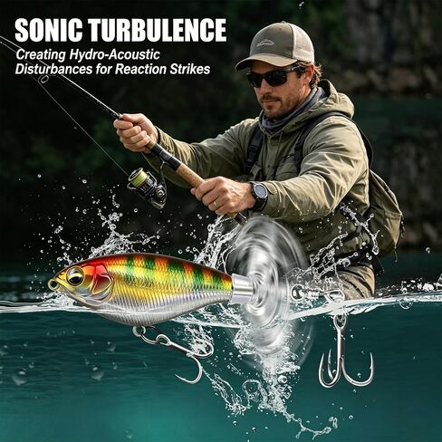 3Pcs Topwater Plopper Fishing Lures, Top Water Bass Fishing Lures for Freshwater, Floating Propeller Topwater Lures Gear Loud Swinging and Vibrating for Bass Walleye Trout Crappie in Saudi Arabia