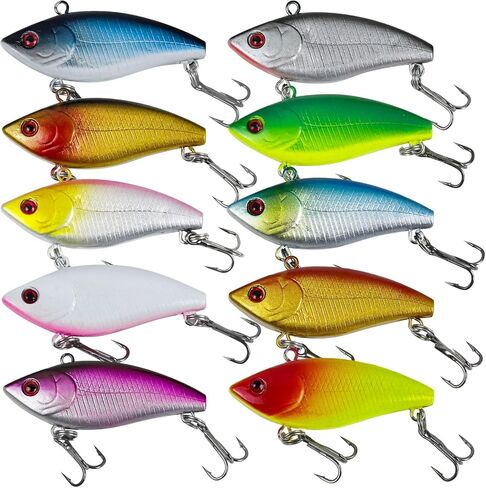 10Pcs Fishing Lures VIB Hard Baits Lipless Crankbaits Sinking Lures for Bass Trout Perch Salmon 2in/0.16oz in Saudi Arabia