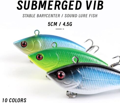 10Pcs Fishing Lures VIB Hard Baits Lipless Crankbaits Sinking Lures for Bass Trout Perch Salmon 2in/0.16oz in Saudi Arabia