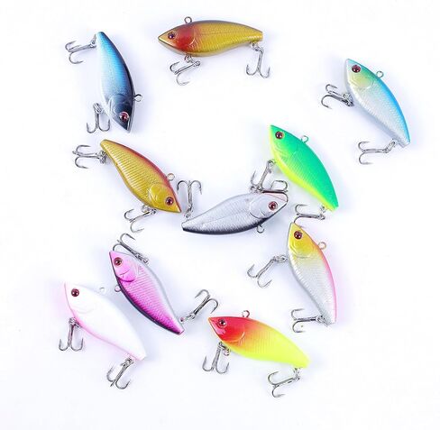 10Pcs Fishing Lures VIB Hard Baits Lipless Crankbaits Sinking Lures for Bass Trout Perch Salmon 2in/0.16oz in Saudi Arabia