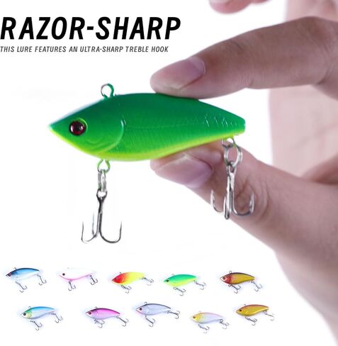 10Pcs Fishing Lures VIB Hard Baits Lipless Crankbaits Sinking Lures for Bass Trout Perch Salmon 2in/0.16oz in Saudi Arabia