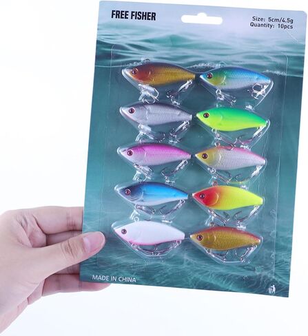 10Pcs Fishing Lures VIB Hard Baits Lipless Crankbaits Sinking Lures for Bass Trout Perch Salmon 2in/0.16oz in Saudi Arabia
