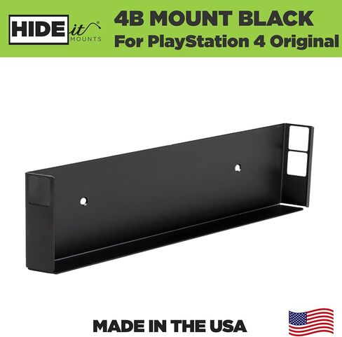 HIDEit Mounts 4 Wall Mount for Original PS4 - Patented in 2016, Made in USA - Black Steel Wall Mount for PS4 Original to Safely Store PS4 Console Near or Behind TV in Saudi Arabia