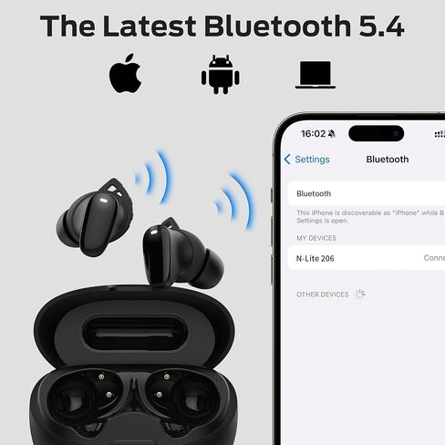سماعات أذن Monster N-Lite 206 بلوتوث 5.4، مشغل 10 مم، IPX6، أسود in Saudi Arabia