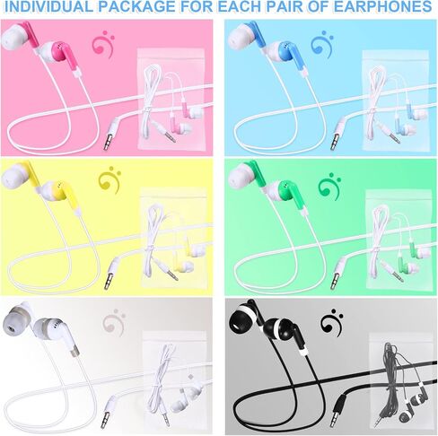Konohan 60 Pack Wired Earbuds Bulk with 3.5mm Jack,Retro, Colorful in Kuwait
