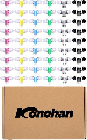 Konohan 60 Pack Wired Earbuds Bulk with 3.5mm Jack,Retro, Colorful in Kuwait