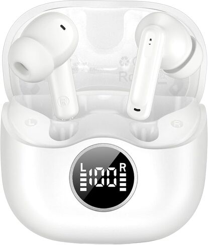 سماعات أذن لاسلكية xinwld Adaptive Hybrid Active Noise Canceling 2026، 6 ميكروفونات ENC Clear Call Ear Buds، صوت عالي الدقة عميق باس بلوتوث 5.4 سماعات رأس، 40 ساعة، LED، للجري الرياضي والتمارين الرياضية، أسود in Saudi Arabia