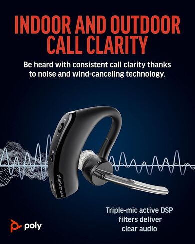 سماعة الرأس اللاسلكية Poly Voyager Legend (Plantronics) - بلوتوث أحادية الأذن مع ميكروفون لإلغاء الضوضاء - التحكم الصوتي - أزرار كتم الصوت ومستوى الصوت - تصميم مريح - الاتصال بالهاتف المحمول/الكمبيوتر اللوحي عبر البلوتوث -FFP in Saudi Arabia