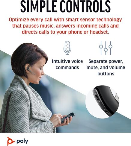 سماعة الرأس اللاسلكية Poly Voyager Legend (Plantronics) - بلوتوث أحادية الأذن مع ميكروفون لإلغاء الضوضاء - التحكم الصوتي - أزرار كتم الصوت ومستوى الصوت - تصميم مريح - الاتصال بالهاتف المحمول/الكمبيوتر اللوحي عبر البلوتوث -FFP in Saudi Arabia