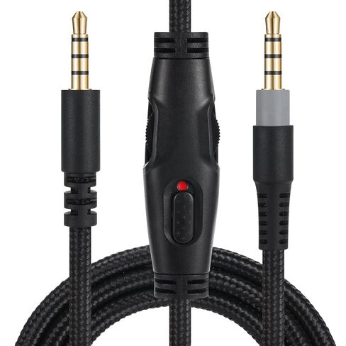 Replacement Aux Cable Cord, Wire with Mute and Volume Control Compatible for Kingston Cloud Alpha Cloud Mix Cloud Flight Gaming Headphones (Black) in Saudi Arabia