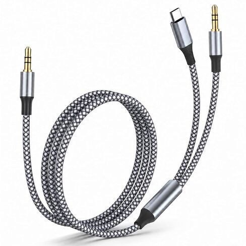 2 in 1 USB C to 3.5mm Audio Cable, Works as Type C to AUX and Standard 3.5mm to 3.5mm AUX Cord, Replace Two Cables with One for iPhone 17/16/15, Galaxy S26/S25, Pixel, Car Stereo, Headphones (3.3ft) in Saudi Arabia