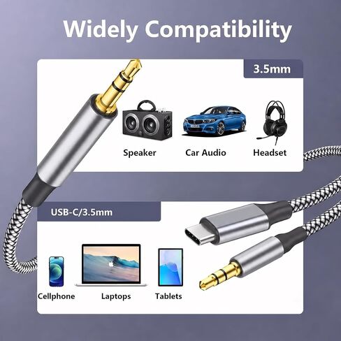 2 in 1 USB C to 3.5mm Audio Cable, Works as Type C to AUX and Standard 3.5mm to 3.5mm AUX Cord, Replace Two Cables with One for iPhone 17/16/15, Galaxy S26/S25, Pixel, Car Stereo, Headphones (3.3ft) in Saudi Arabia