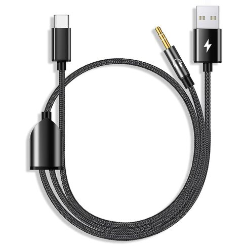 USB C to 3.5mm Aux Cable, 2 in 1 USB C to 3.5mm Car Stereo Aux Headphone Jack Cable with PD 18W Charging Compatible with iPhone 17/17Pro/16/16e/15 Pro Max, Galaxy S25/S24/S23/S22/S23FE, Pixel 9/8/7 in Saudi Arabia