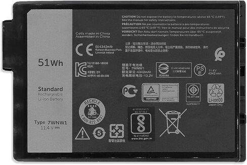 بطارية كمبيوتر محمول 51Wh 7WNW1 متوافقة مع Dell Latitude 5424 5420 7424 Rugged Extreme P85G P86G P137G001 P137G002 P85G001 P86G001 Series DMF8C 0DMF8C GK3D3 07WNW1 11.4V 4342mAh in Saudi Arabia