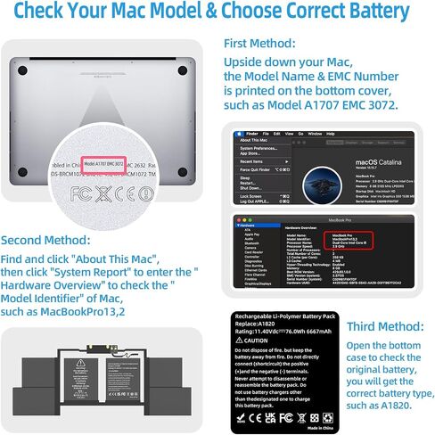 A1707 Battery Replacement, A1820 Battery for MacBook Pro 15 inch 2016 2017 Touch Bar Version Model EMC 3162 3072 Identifier MacBookPro13,3 & MacBookPro14,3 (A1707 A1820 Battery & Tool Set) in Saudi Arabia