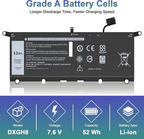 Easy Style 52Wh DXGH8 Laptop Battery Replacement for Dell XPS 13 9370 9380 2019 Inspiron 13 7390 7391 2-in-1 5390 5391 7490 Latitude 3301 E3301 Vostro 5390 5391 Series H754V G8VCF HK6N5 P82G 7.6V in Saudi Arabia