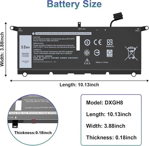 Easy Style 52Wh DXGH8 Laptop Battery Replacement for Dell XPS 13 9370 9380 2019 Inspiron 13 7390 7391 2-in-1 5390 5391 7490 Latitude 3301 E3301 Vostro 5390 5391 Series H754V G8VCF HK6N5 P82G 7.6V in Saudi Arabia