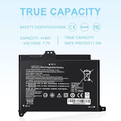 TSKYBEAR BP02XL 849909-850 Battery Compatible with HP Pavilion Laptop 15-AU 15-AW Series 15-AU057CL 15-AU030WM 15-AU063NR 15-AU123CL 15-AW002LA 15-AW053NR 15-AU091NR 15-AU023CL BPO2XL TPN-Q172 in Saudi Arabia