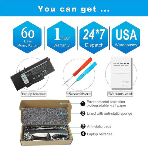 New 68Wh 3HWPP 03HWPP Battery for Dell inspiron 15 7000 7506 7706 2-in-1 in Saudi Arabia