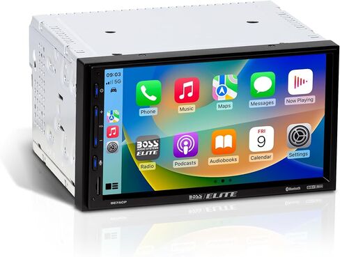 BOSS Audio Systems Elite BE7ACP Car Stereo - 7" Display, Apple CarPlay & Android Auto Head Unit, Double DIN Touch Screen Car Stereo, Bluetooth, AM/FM Radio Receiver, USB, SD, No CD/DVD Player in Saudi Arabia
