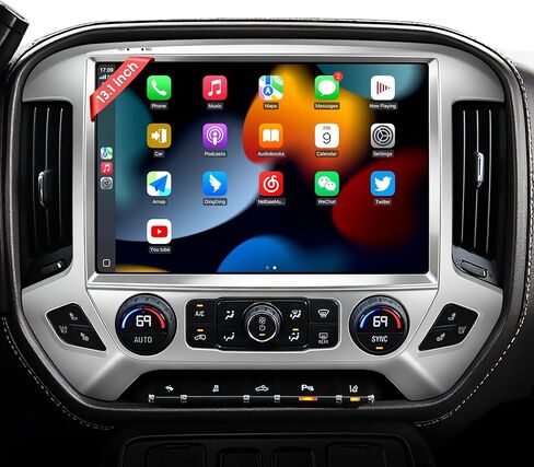 13.1" QLED Car Radio Stereo Upgrade for Chevy Silverado & GMC Sierra 2014-2018, 8-Core Head Unit with CarPlay/Android Auto, 2K Touch Screen and 1080P Backup Camera in Saudi Arabia