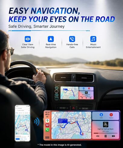 6.9" Single Din Radio Car Stereo with Wireless Apple Carplay & Android Auto, IPS Touchscreen with Bluetooth 5.2 WiFi6 Backup Camera Mirror Link Navigation USB Type-C Fast Charging FM/AM/RDS in Saudi Arabia