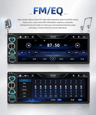 6.9" Single Din Radio Car Stereo with Wireless Apple Carplay & Android Auto, IPS Touchscreen with Bluetooth 5.2 WiFi6 Backup Camera Mirror Link Navigation USB Type-C Fast Charging FM/AM/RDS in Saudi Arabia