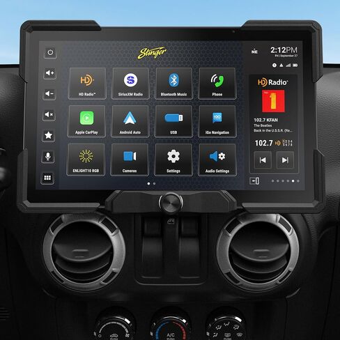 Stinger HEIGH10+ Wrangler JK (2011-18) ستيريو سيارة بشاشة لمس عالية الدقة 10.1 بوصة، راديو تلقائي معتمد من Apple CarPlay/Android، وحدة رأس استقبال بلوتوث، نظام تحديد المواقع العالمي، مقاييس الطرق الوعرة، معادل الصوت، مدخلات الكاميرا in Saudi Arabia